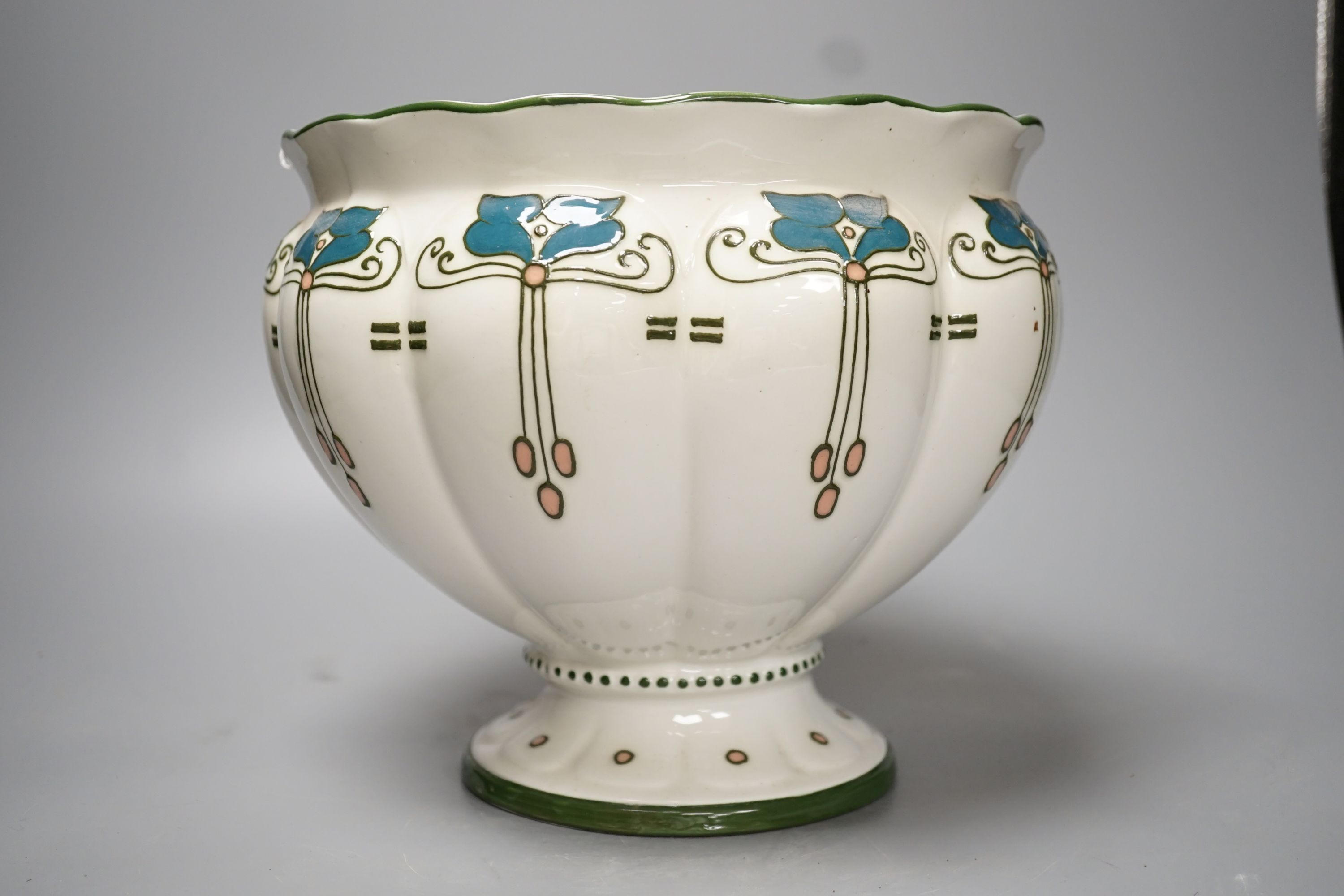 A Wood and Sons Art Nouveau Elers ware jardiniere, designed by Frederick Rhead, 21cm high